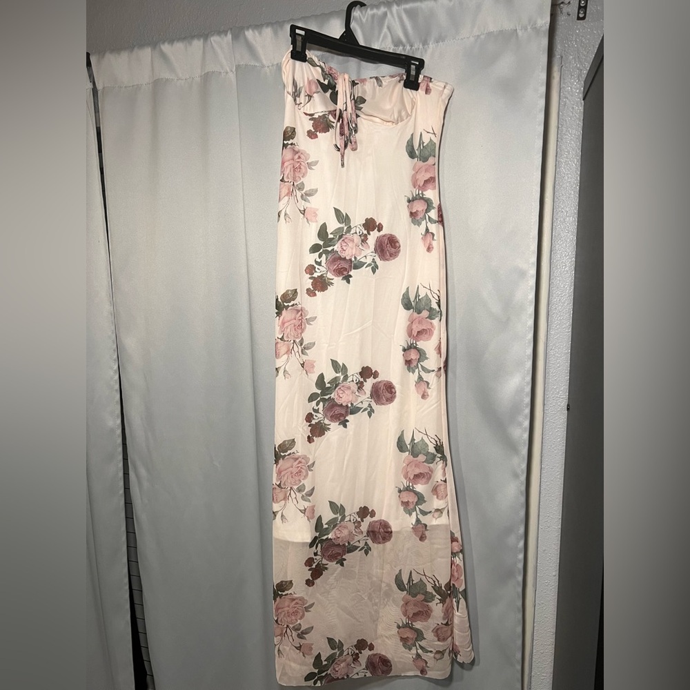 SHEIN Floral Dress with Pink and Green Accents